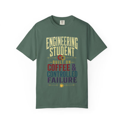 Engineering Student T-Shirt - "Built on Coffee & Controlled Failure" Graphic Tee