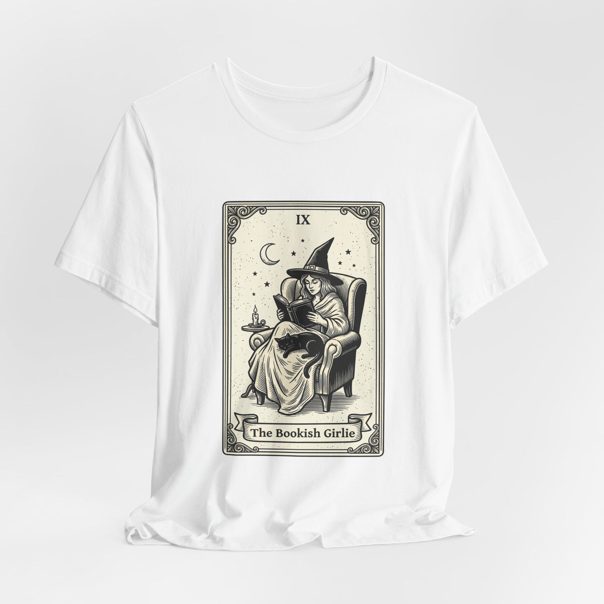 Bookish Witch Tarot Art Tee | Witchy Humor, Reading Witch T-Shirt