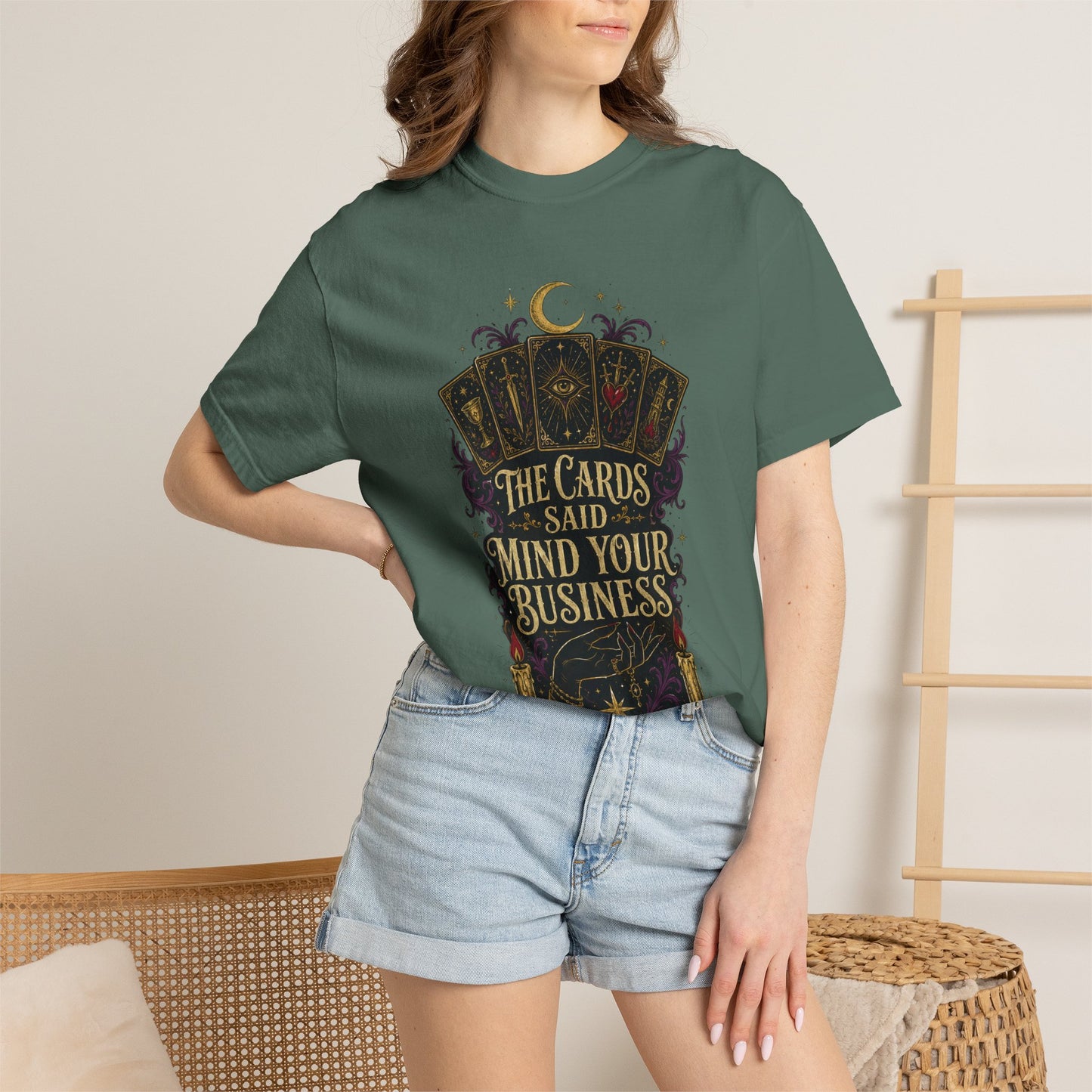 Tarot Tee — “The Cards Said Mind Your Business” Mystical Graphic T-Shirt