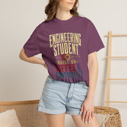 Engineering Student T-Shirt - "Built on Coffee & Controlled Failure" Graphic Tee