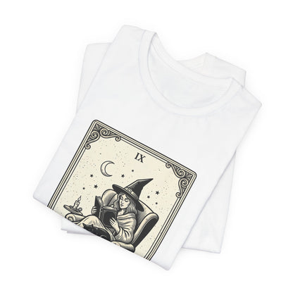 Bookish Witch Tarot Art Tee | Witchy Humor, Reading Witch T-Shirt