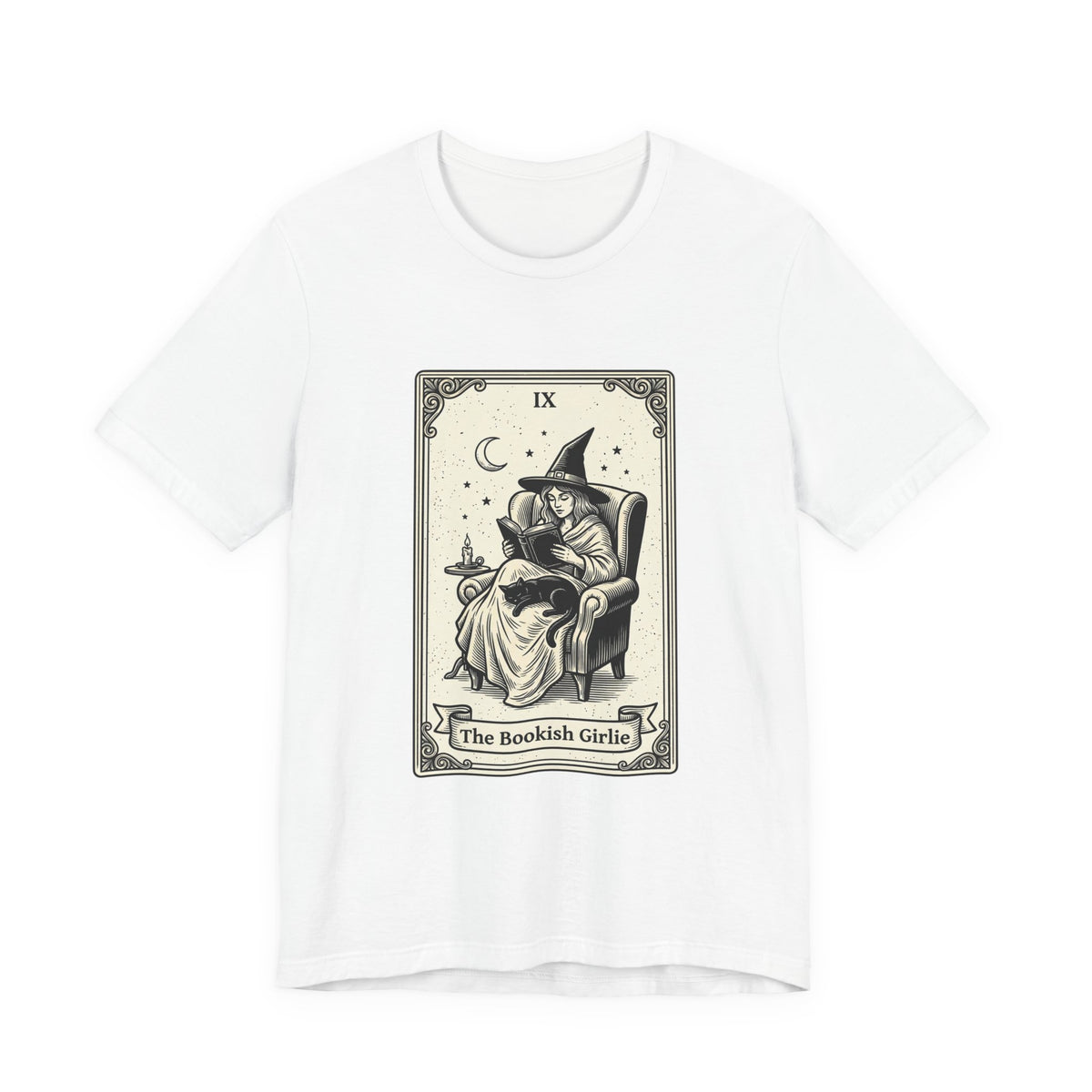 Bookish Witch Tarot Art Tee | Witchy Humor, Reading Witch T-Shirt