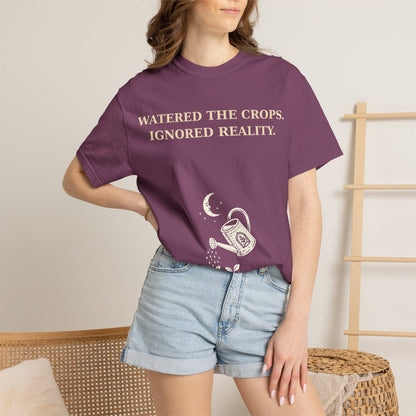 Gamer Tee -  "Weathered the Crops, Ignored Reality" Vintage Gamer Tee