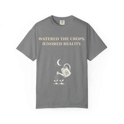 Gamer Tee -  "Weathered the Crops, Ignored Reality" Vintage Gamer Tee