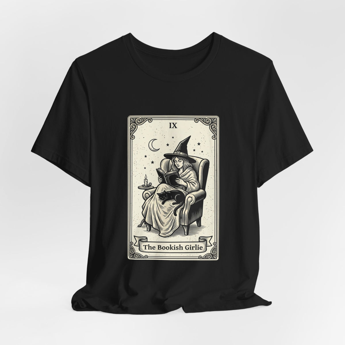Bookish Witch Tarot Art Tee | Witchy Humor, Reading Witch T-Shirt
