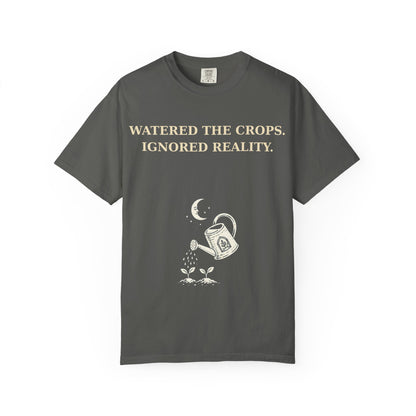 Gamer Tee -  "Weathered the Crops, Ignored Reality" Vintage Gamer Tee