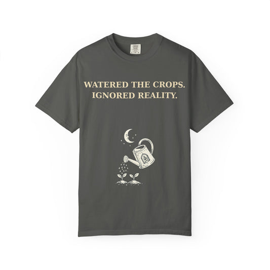 Gamer Tee -  "Weathered the Crops, Ignored Reality" Vintage Gamer Tee