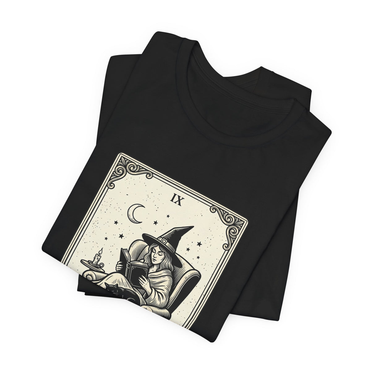 Bookish Witch Tarot Art Tee | Witchy Humor, Reading Witch T-Shirt