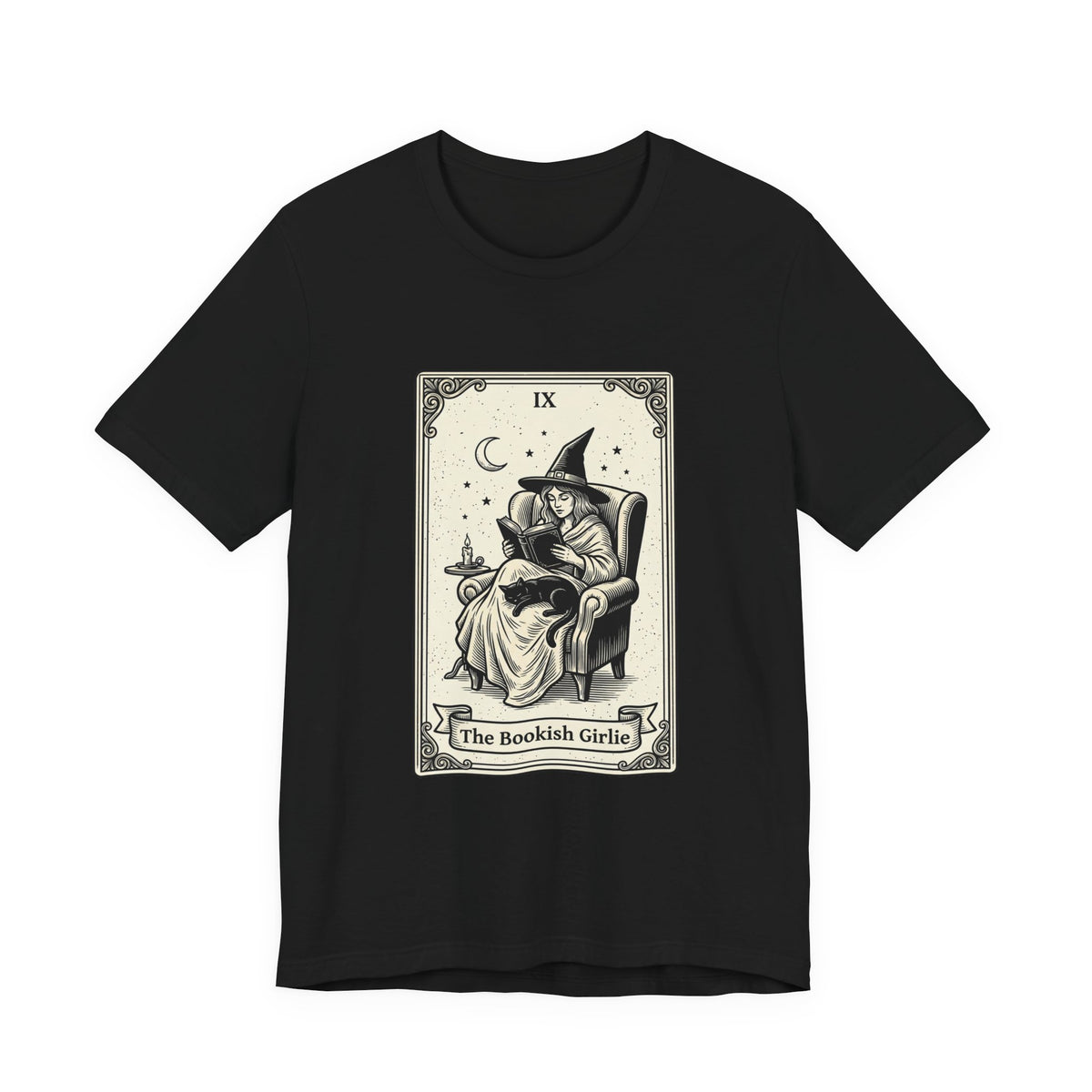 Bookish Witch Tarot Art Tee | Witchy Humor, Reading Witch T-Shirt